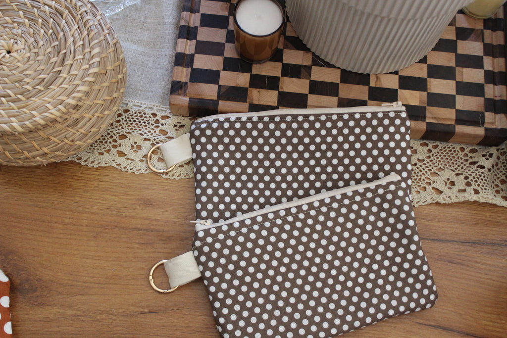 Coin purse Brown  polka dot
