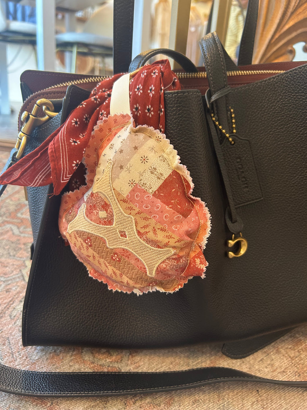 Heart Bag charm- Red pink hearts