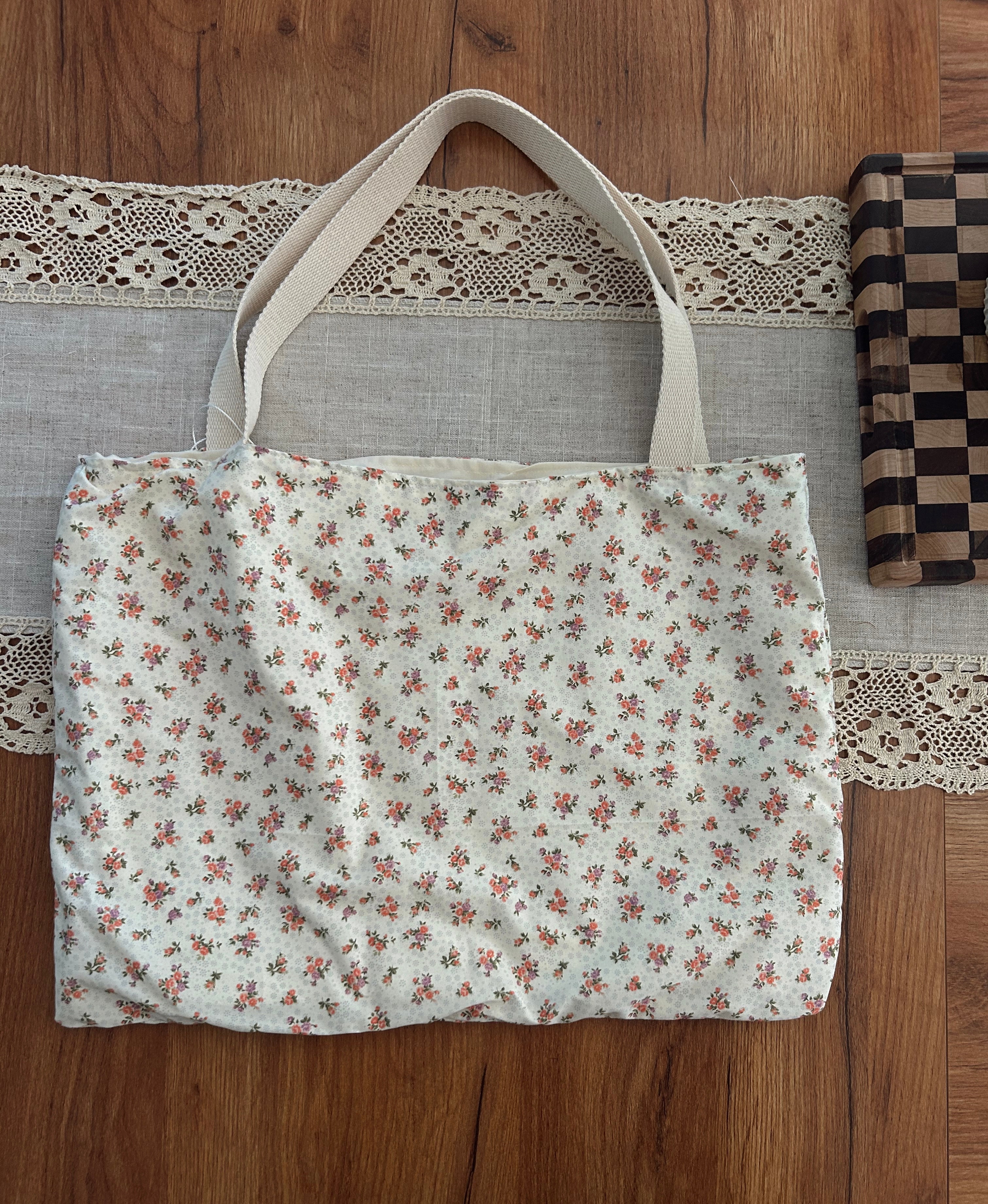 Cream Floral tote