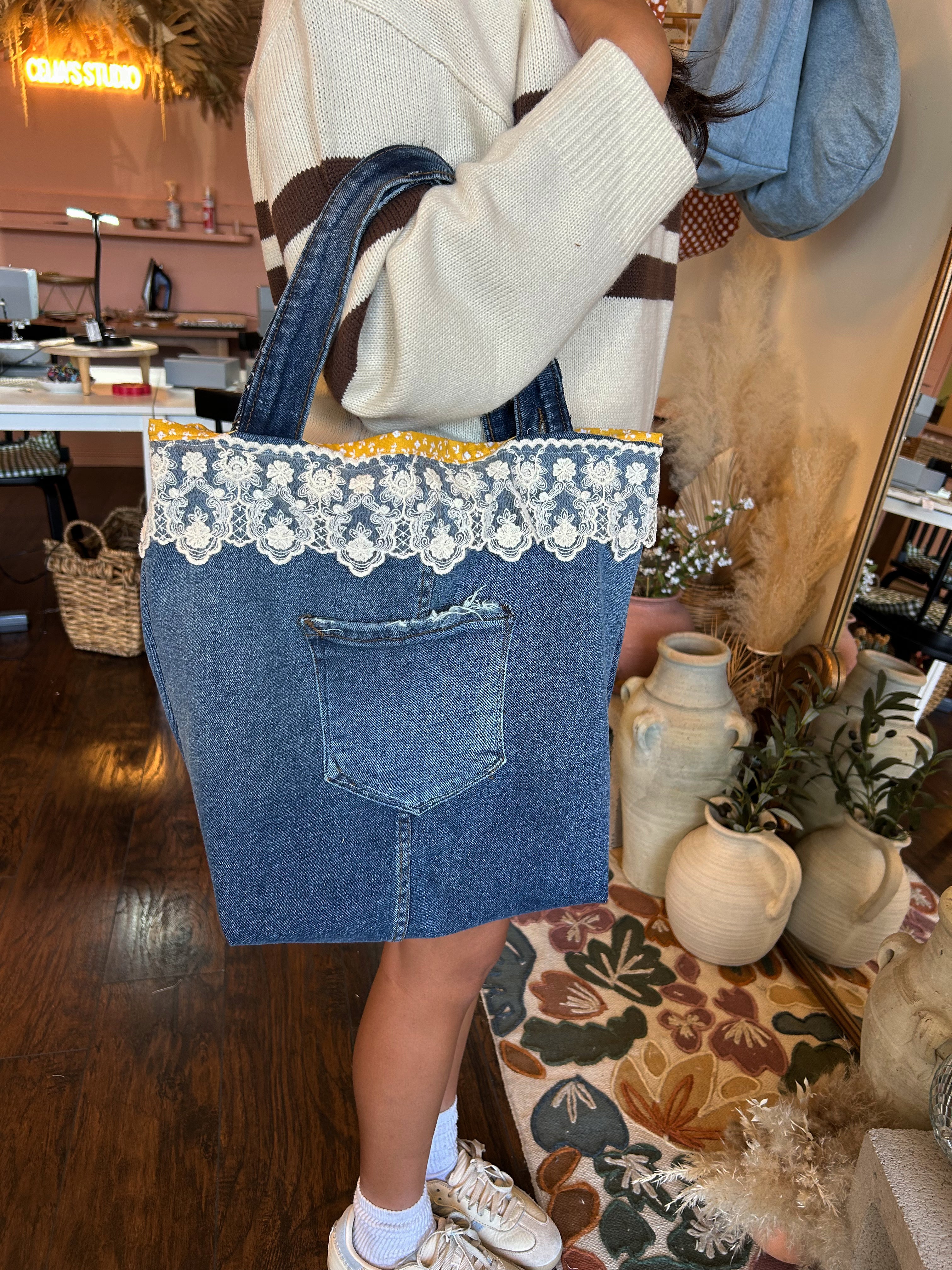 Denim Tote up-cycled