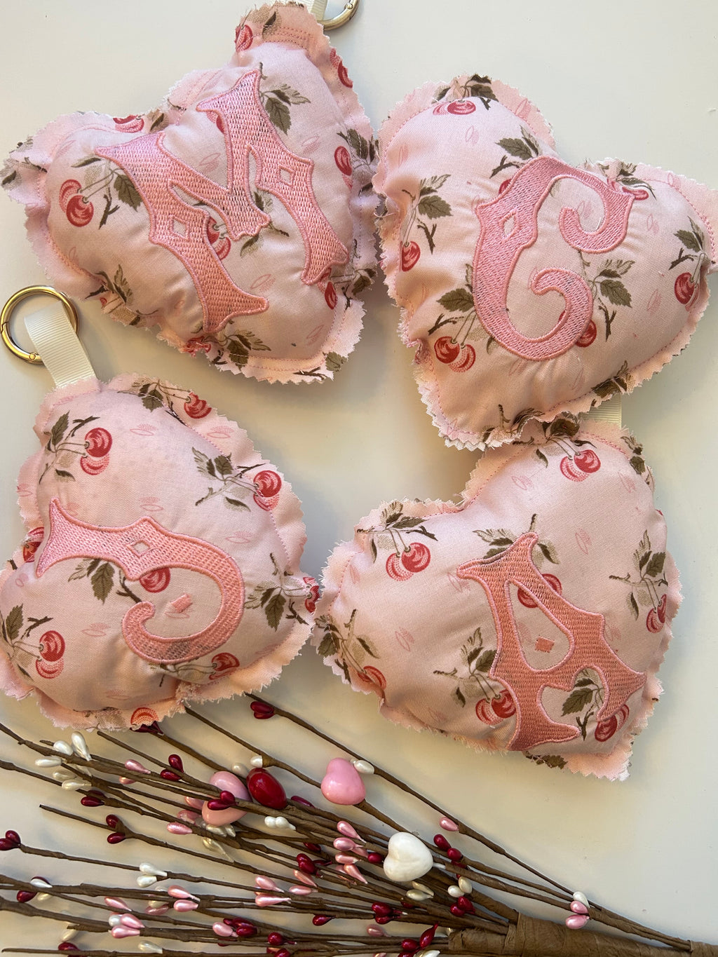 Heart Bag charm- Cherry pink