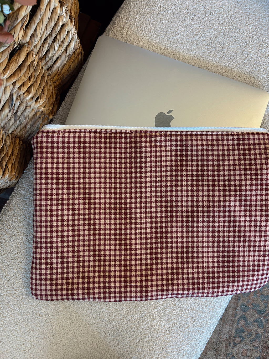 Maroon Gingham sunflower Laptop pouch