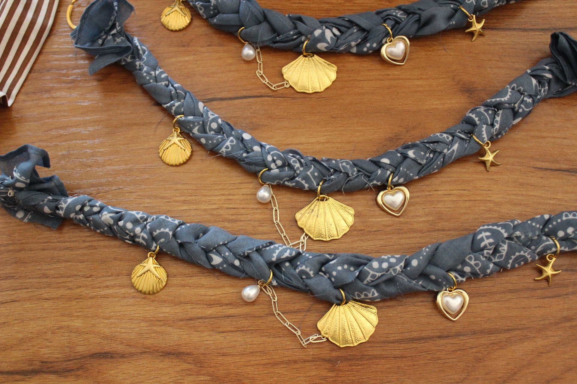 Blue Bandana charm necklace