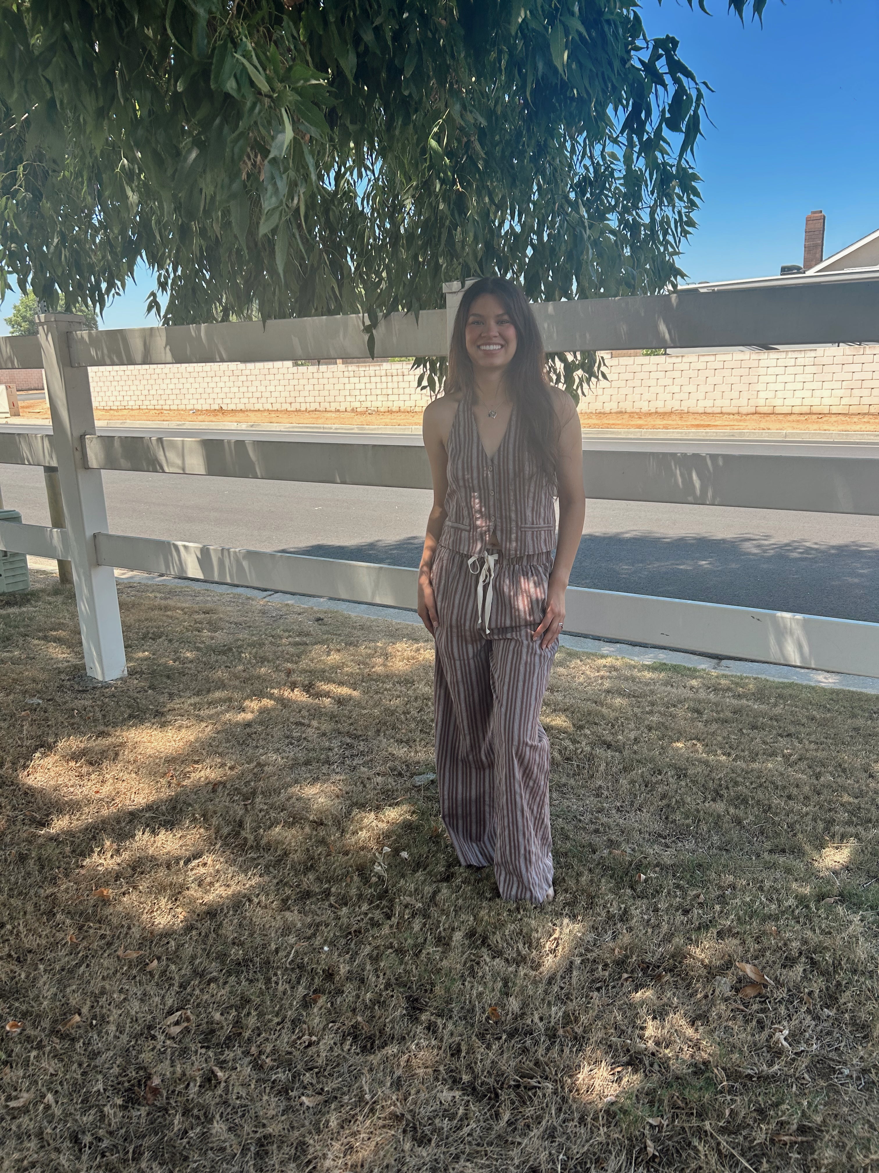 Mocha stripe 2 piece set
