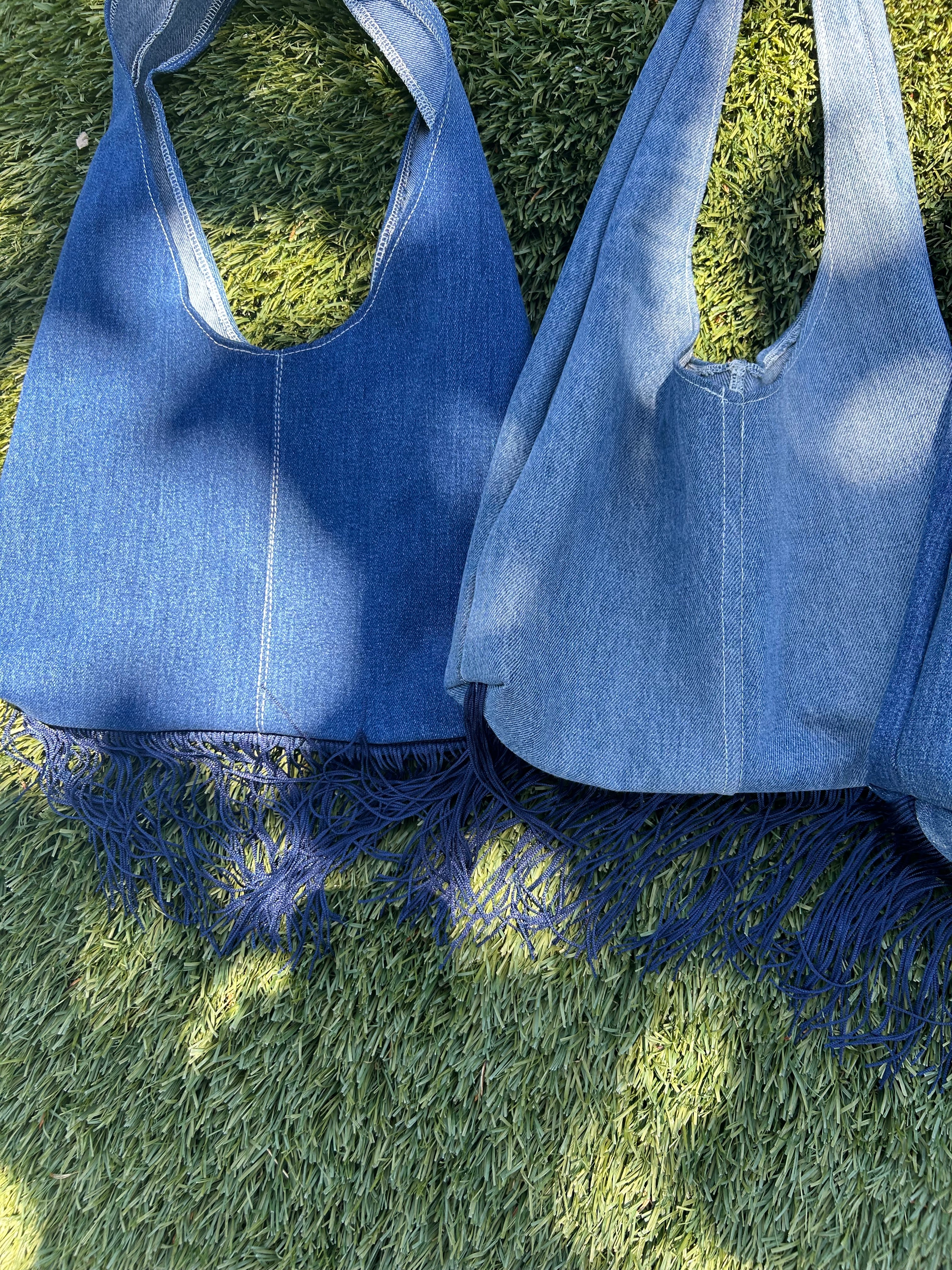 Denim tassel purse
