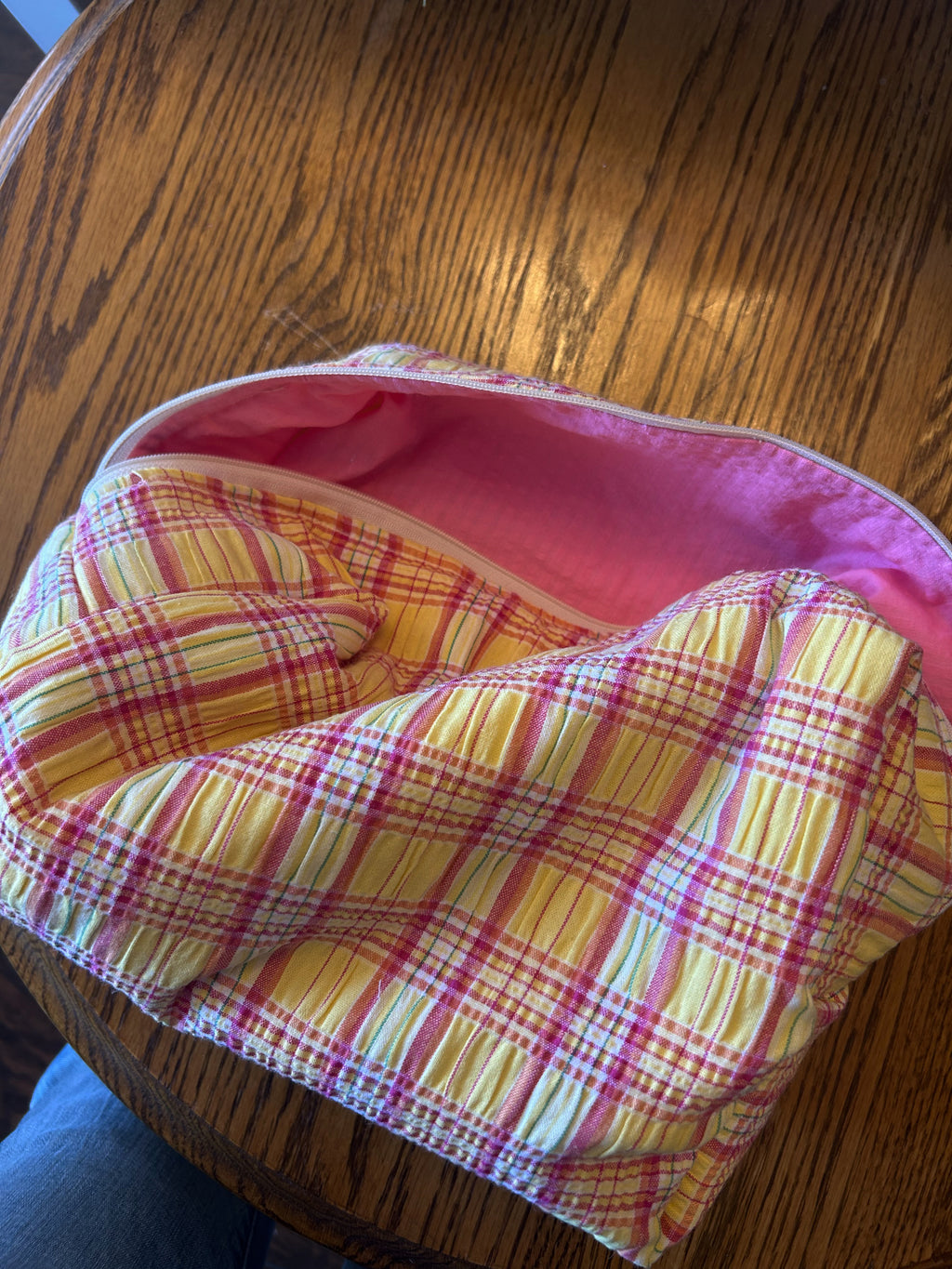 Yellow/ Pink Boxy toiletry bag