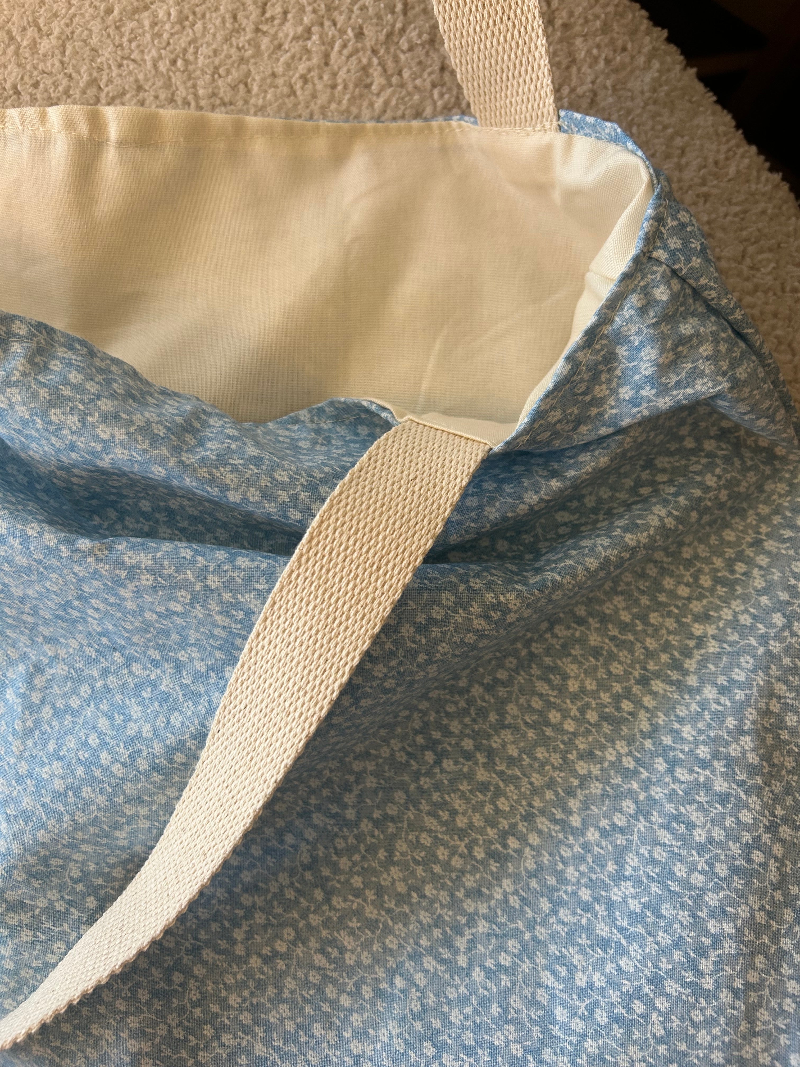 chambray floral tote