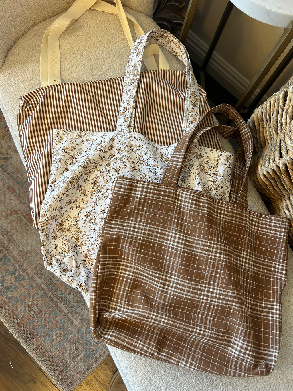 Brown flannel tote