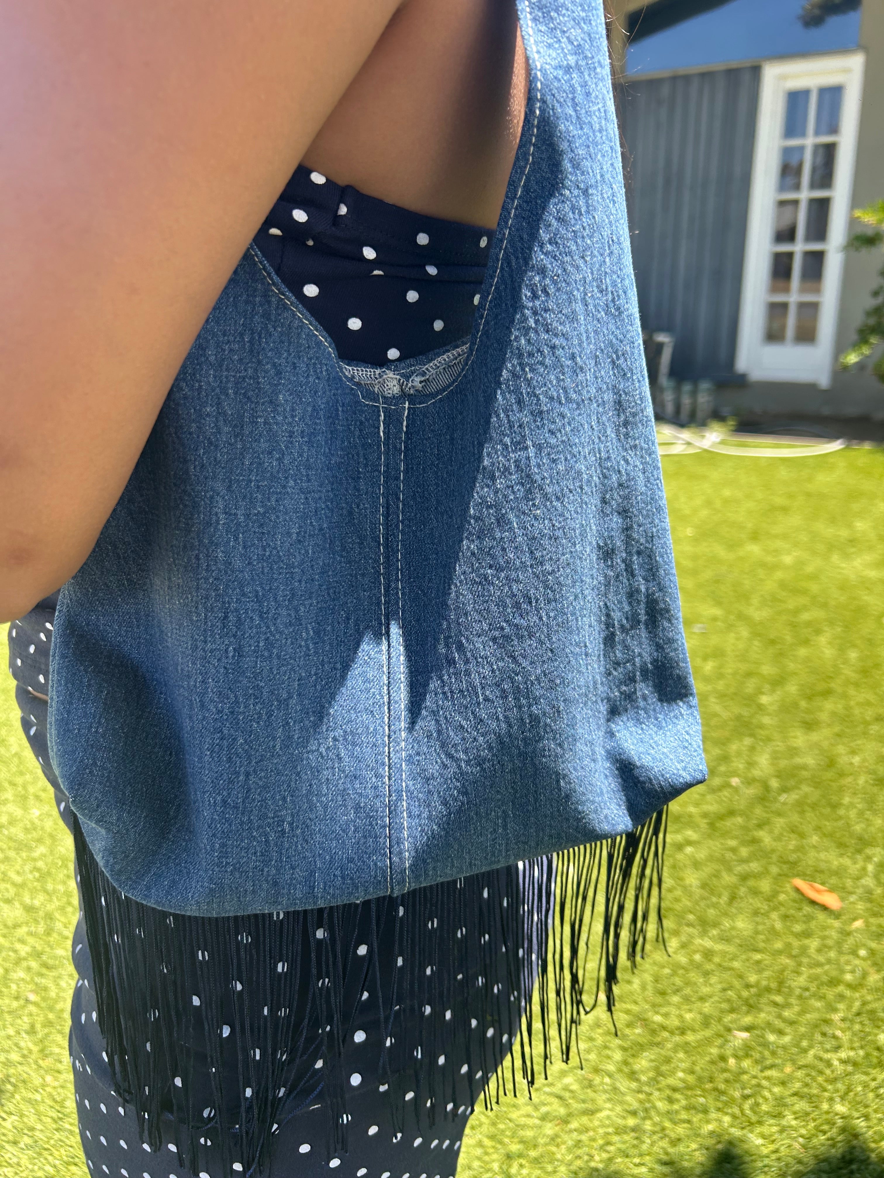 Denim tassel purse