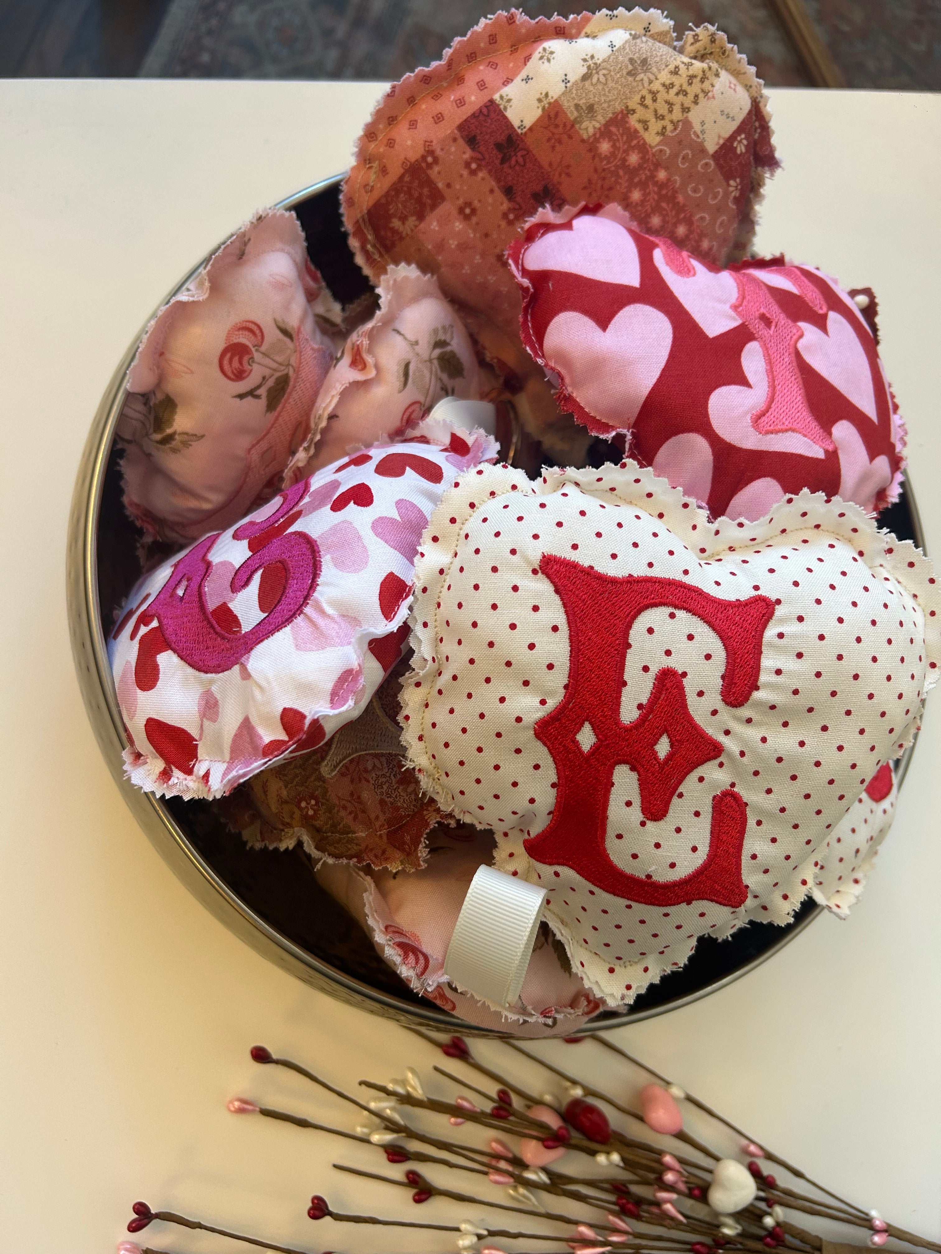 Heart Bag charm- White red polka dot