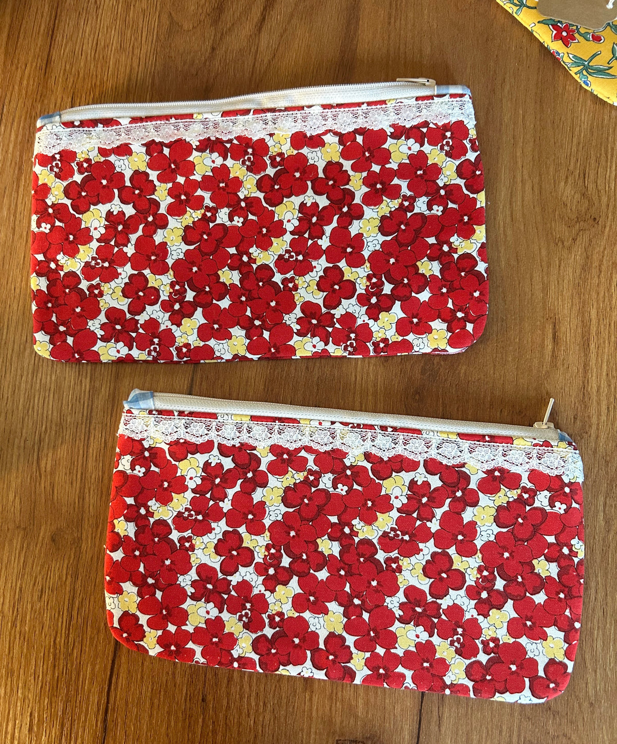 Red & Yellow flower zipper pouch