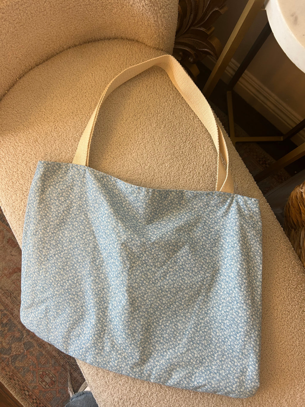 chambray floral tote