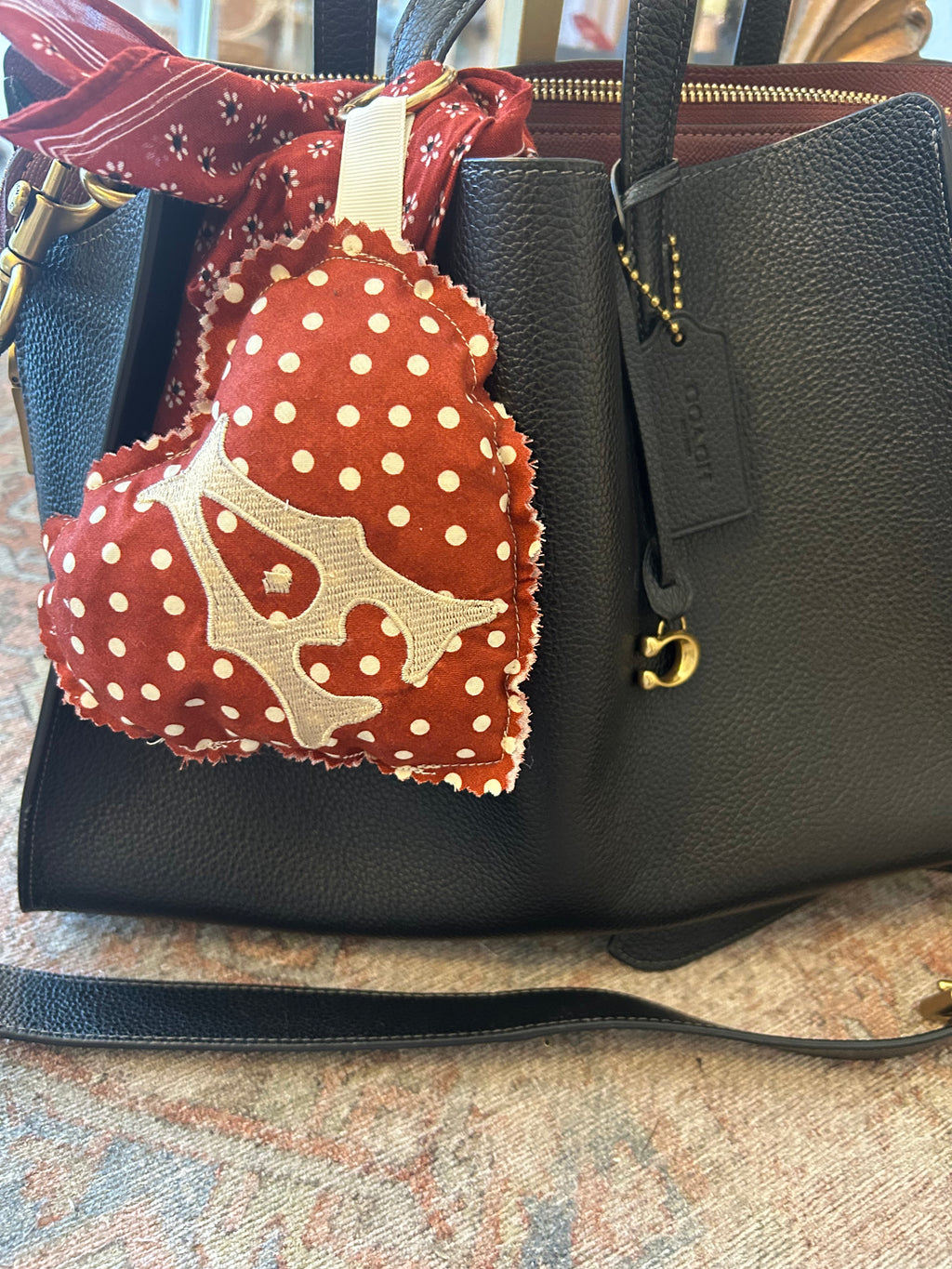 Heart Bag charm- Red pink hearts