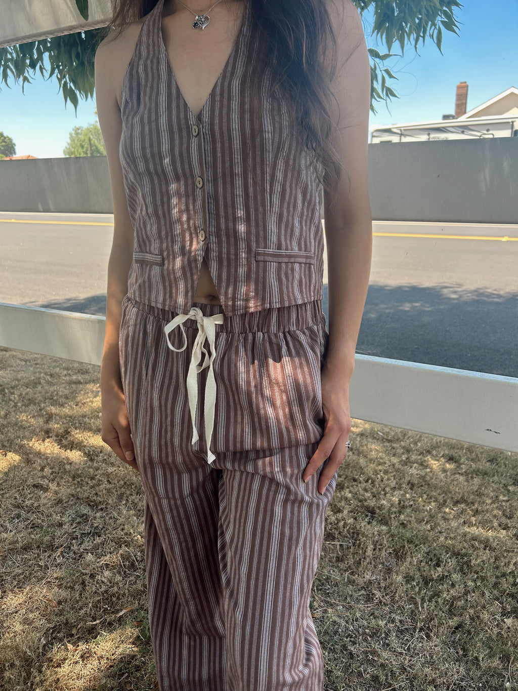 Mocha stripe 2 piece set