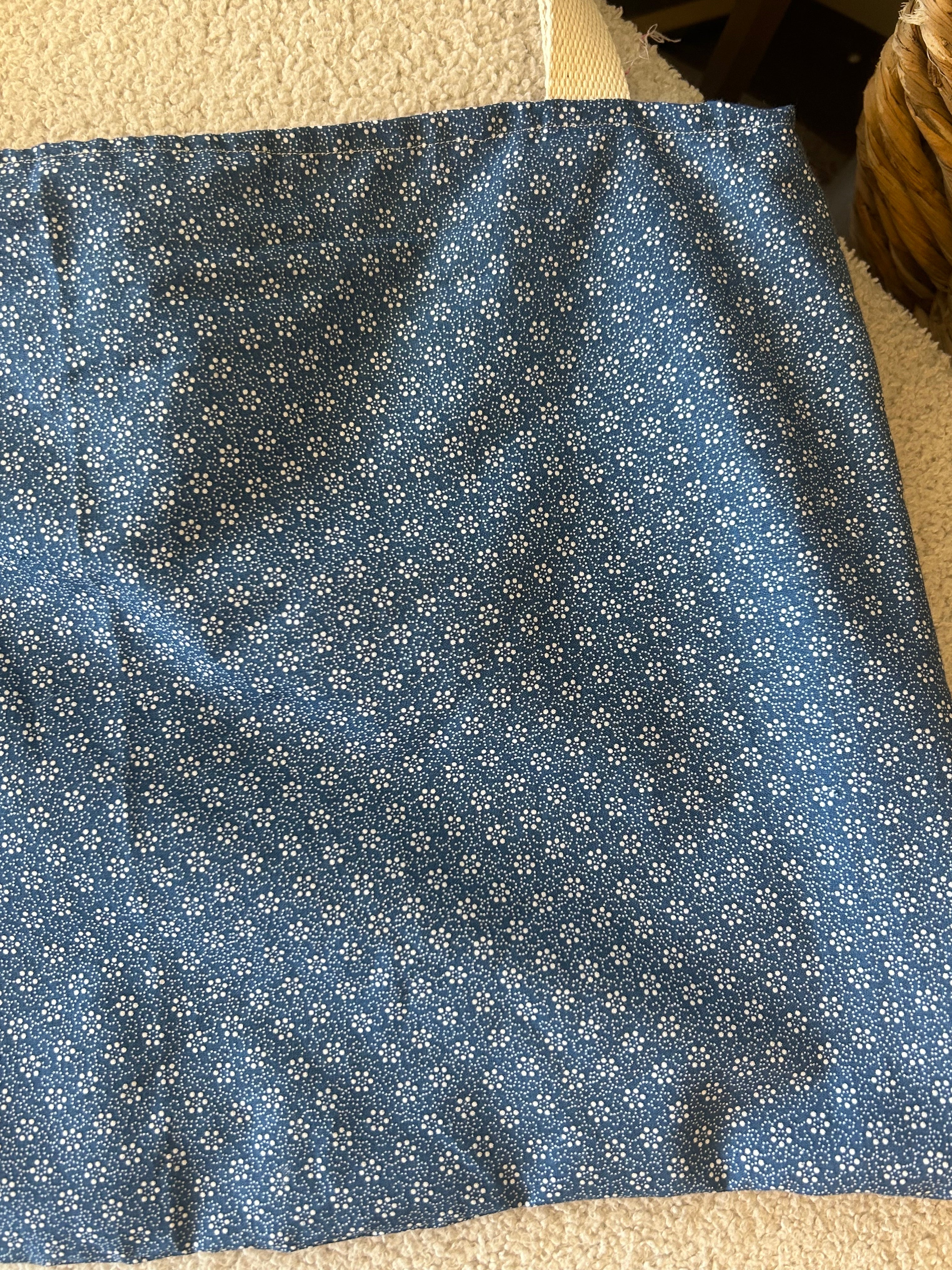 Blue floral/ gingham tote