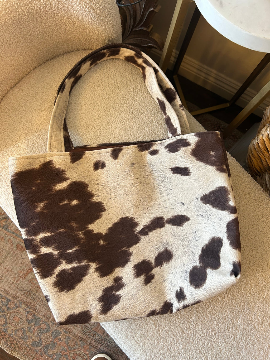 Cow suede tote bag