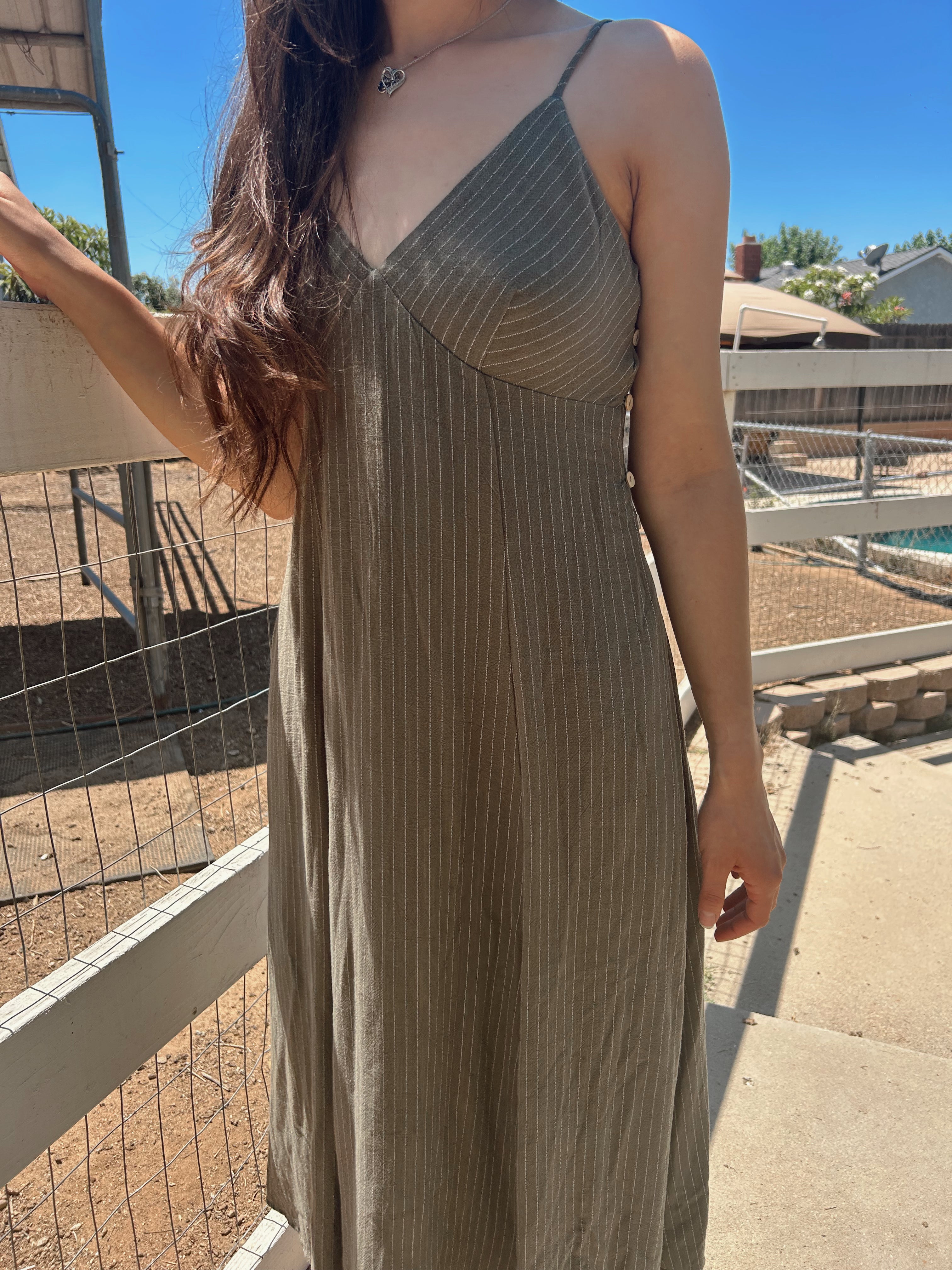 Olive linen dress