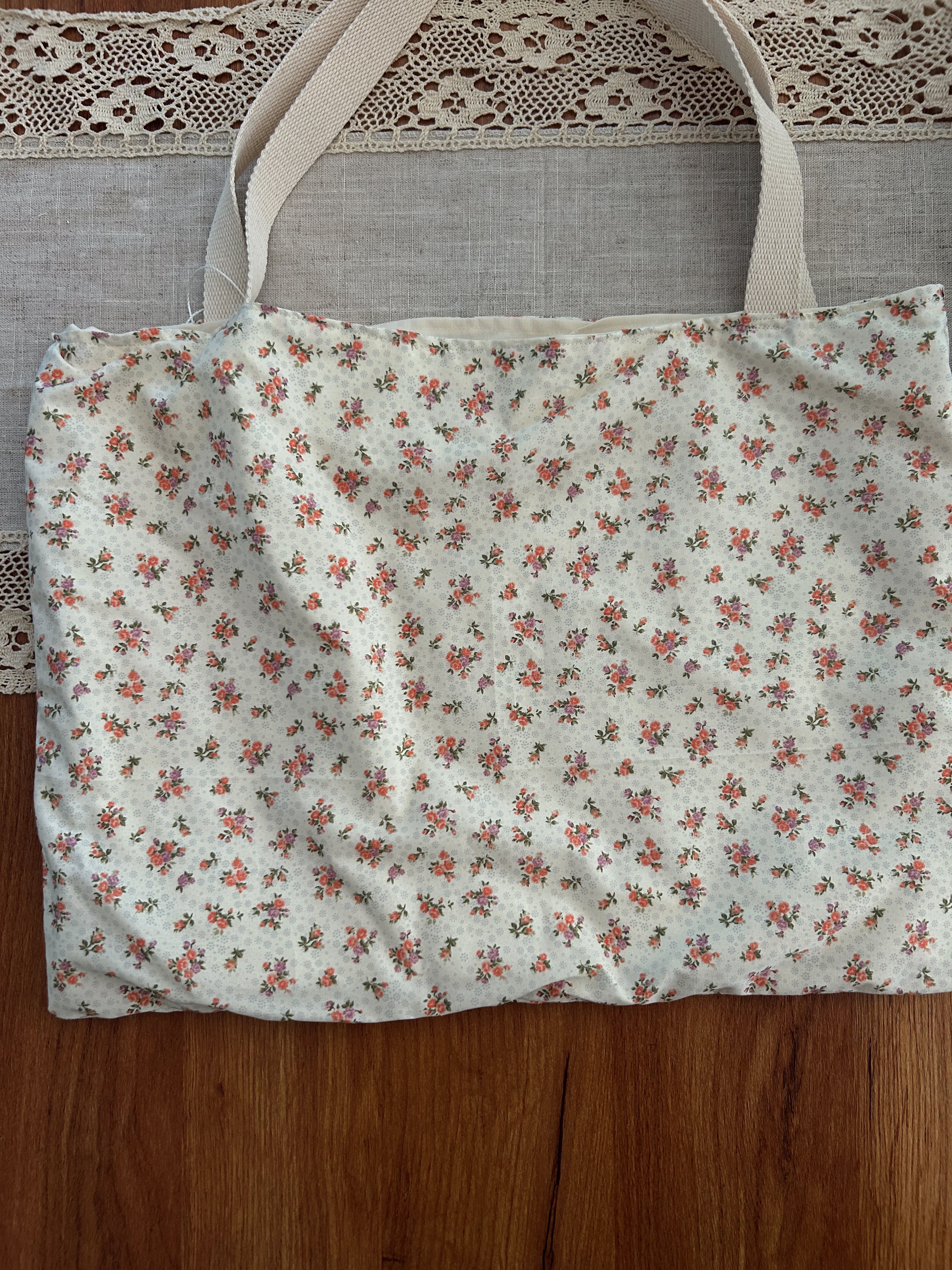 Cream Floral tote