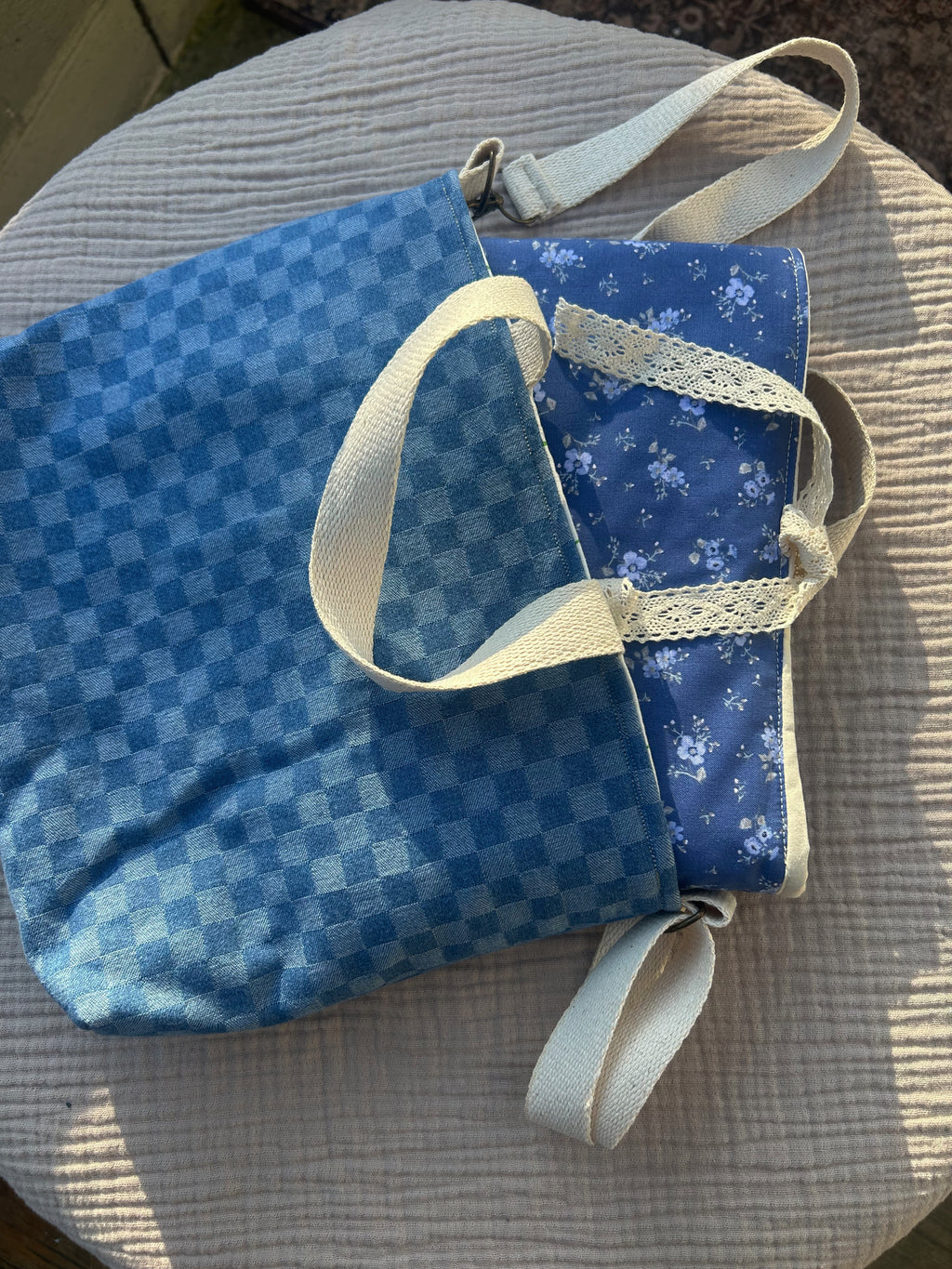 Denim checkered Bible/Book Bag