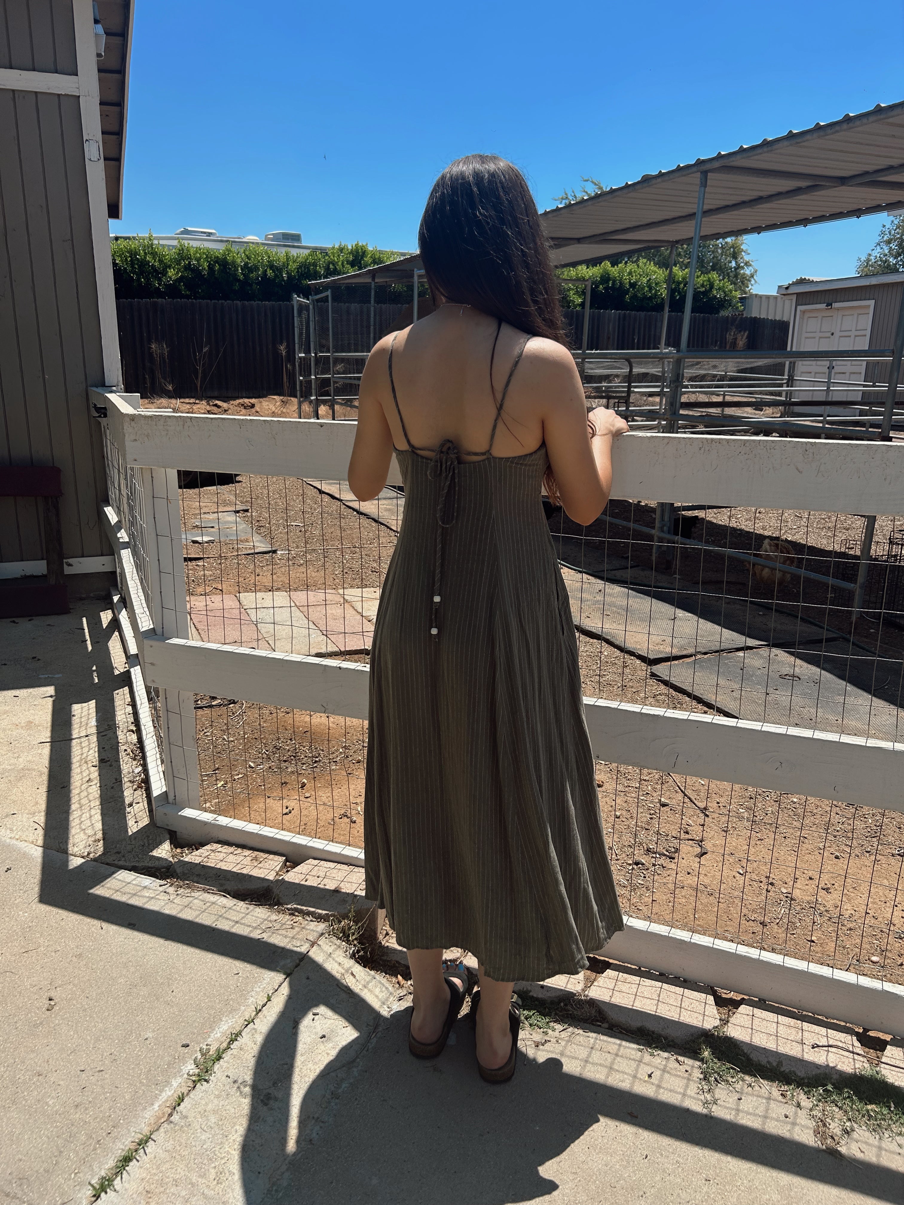 Olive linen dress