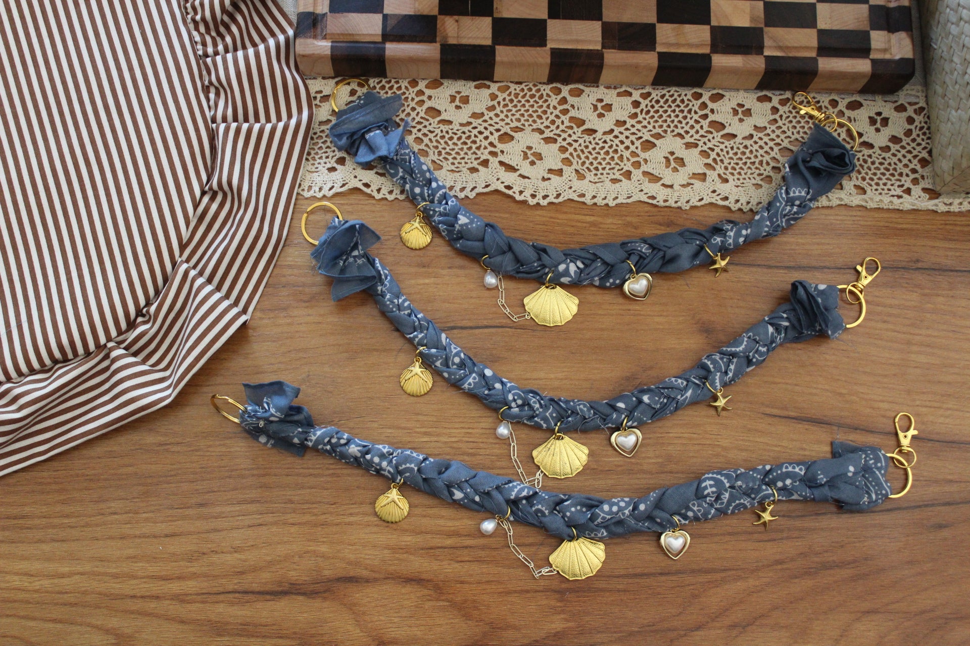 Blue Bandana charm necklace