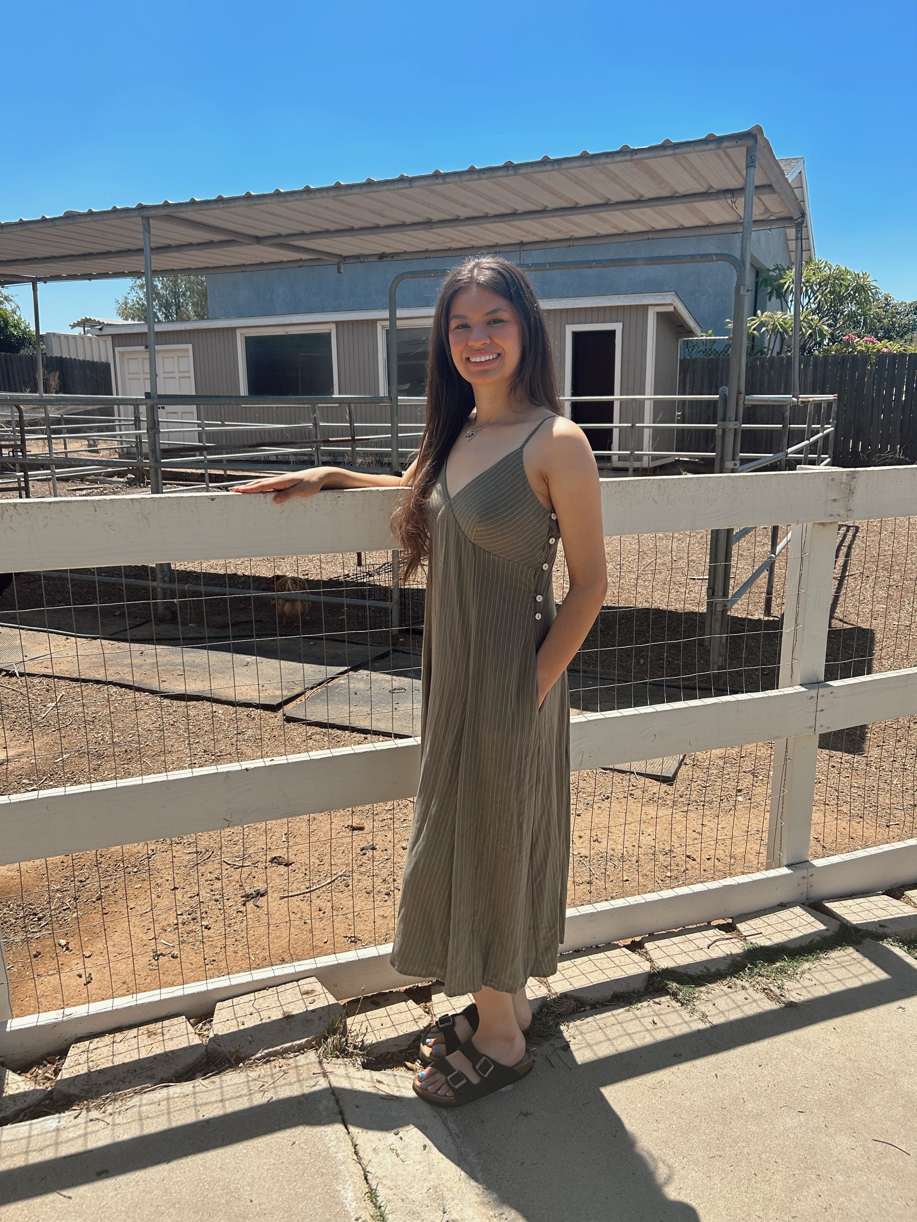 Olive linen dress