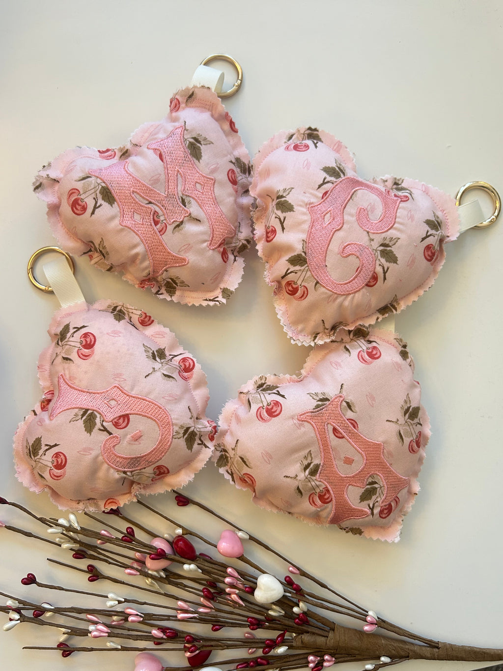 Heart Bag charm- Cherry pink