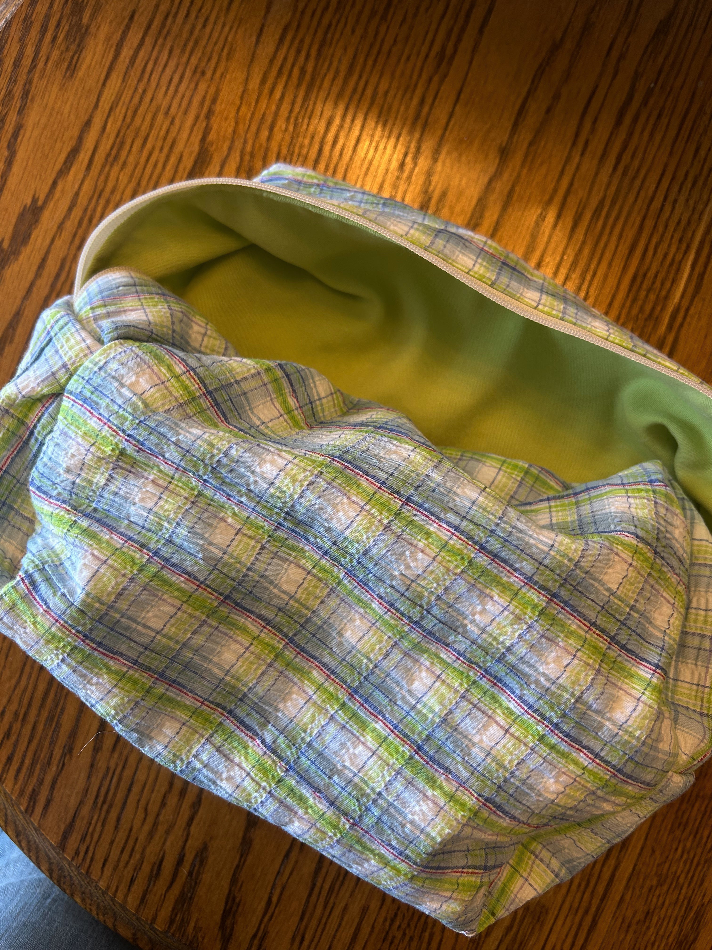 Green/ Blue Boxy toiletry bag