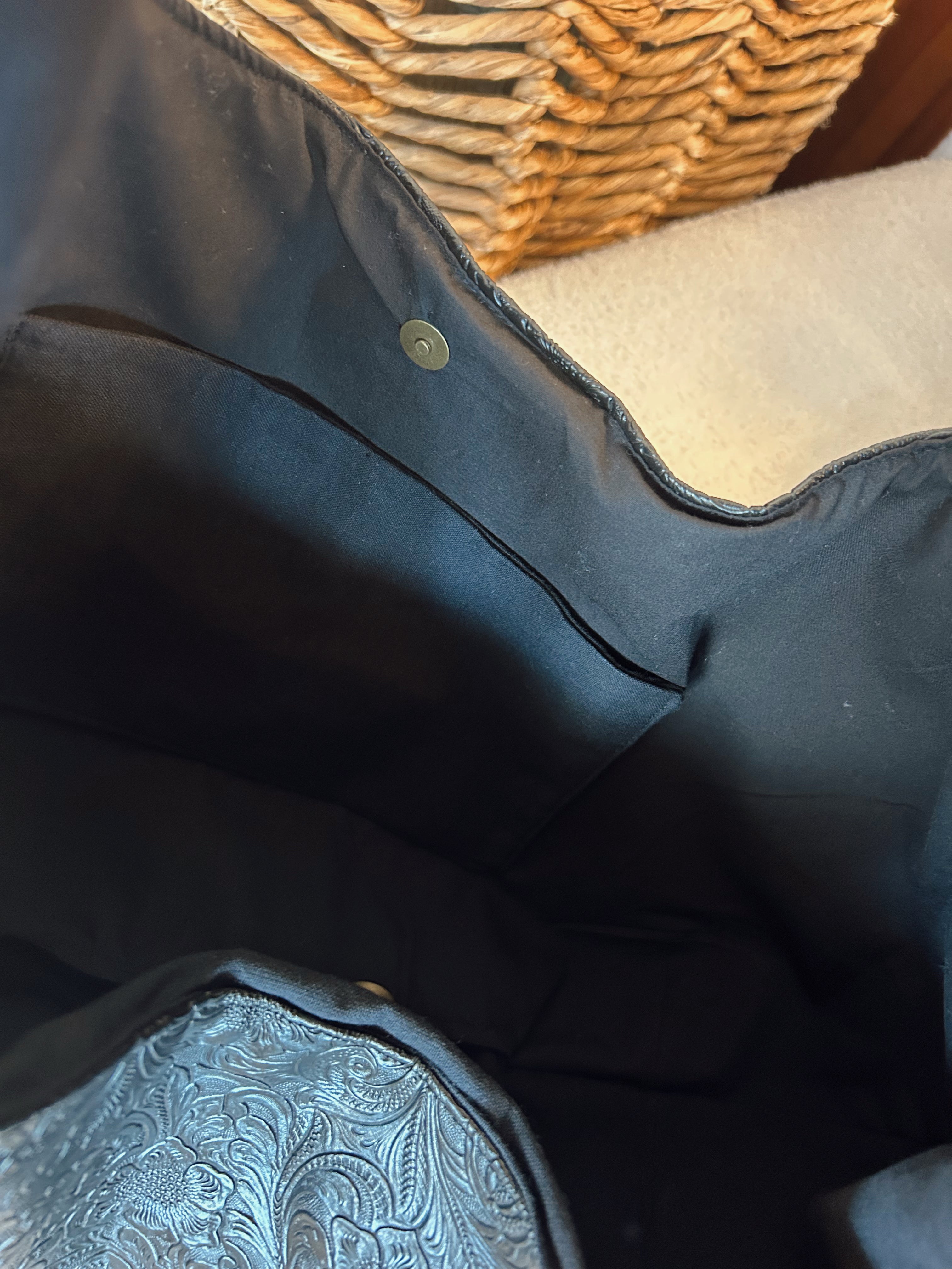 Black faux leather hobo purse