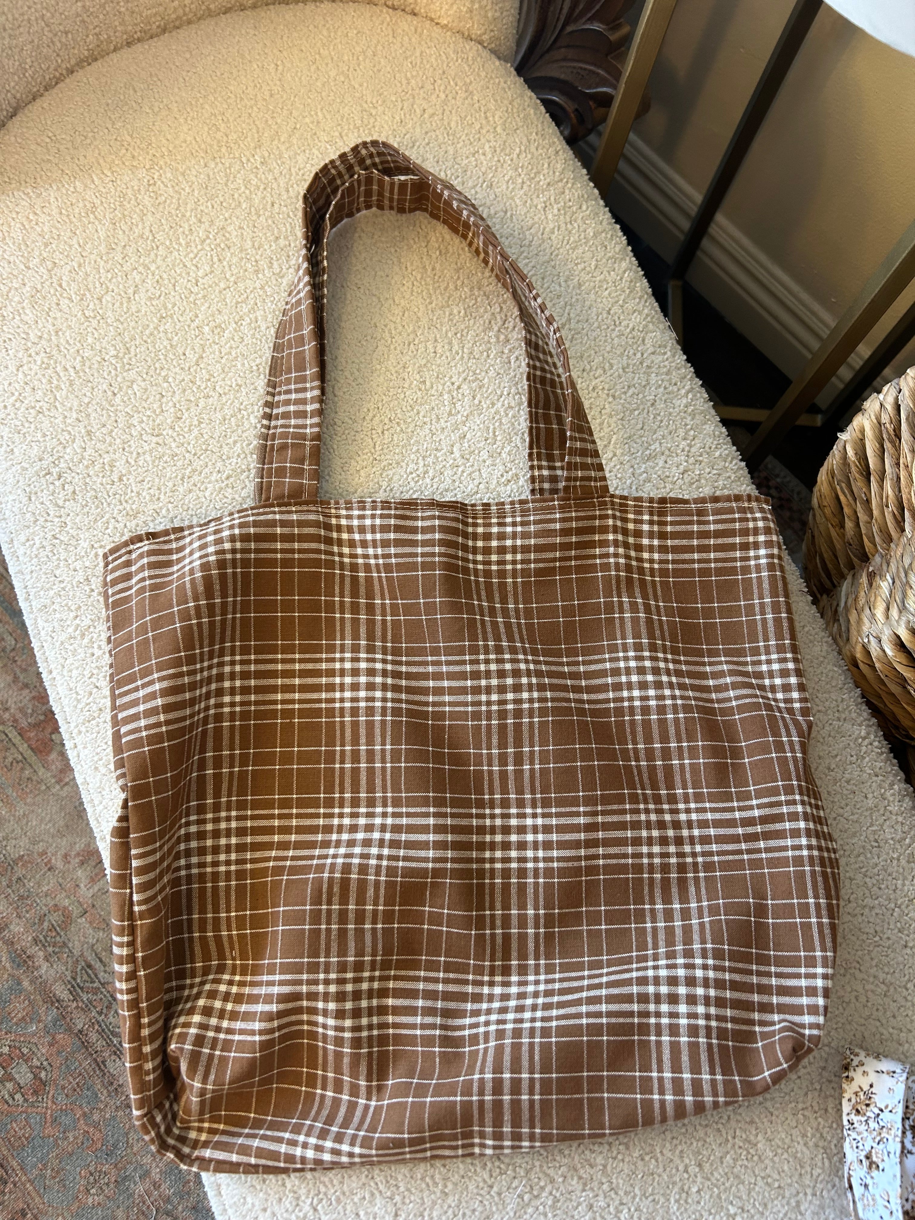 Brown flannel tote