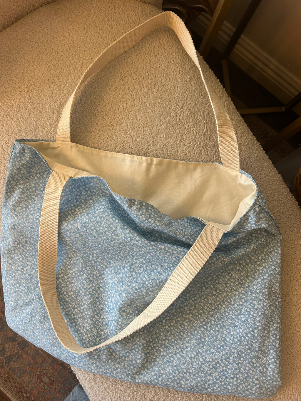 chambray floral tote