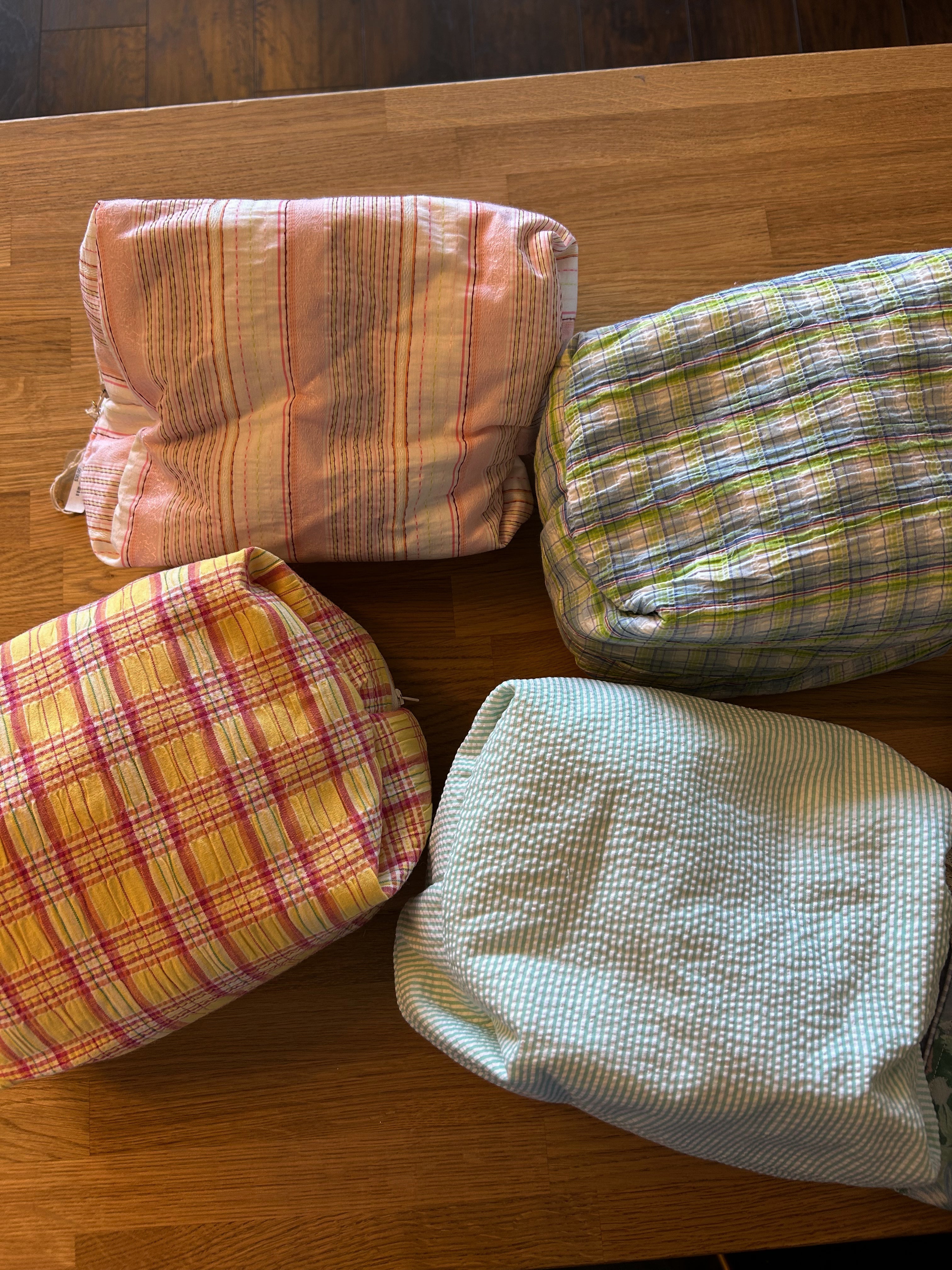 Teal stripe/ Pink Boxy toiletry bag