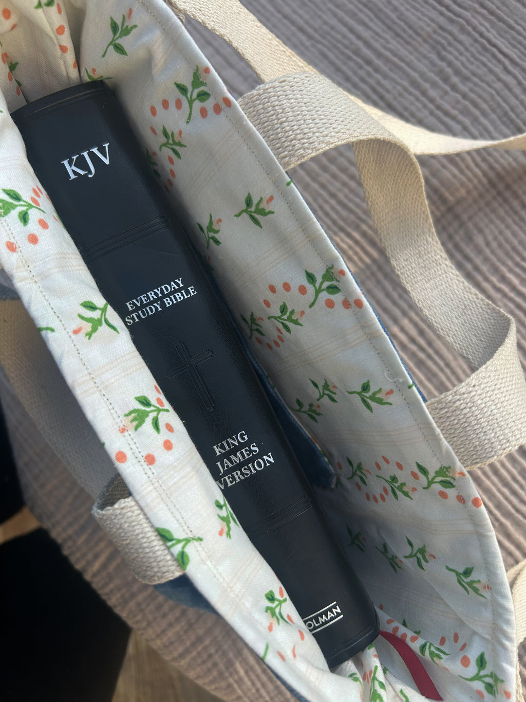 Denim checkered Bible/Book Bag