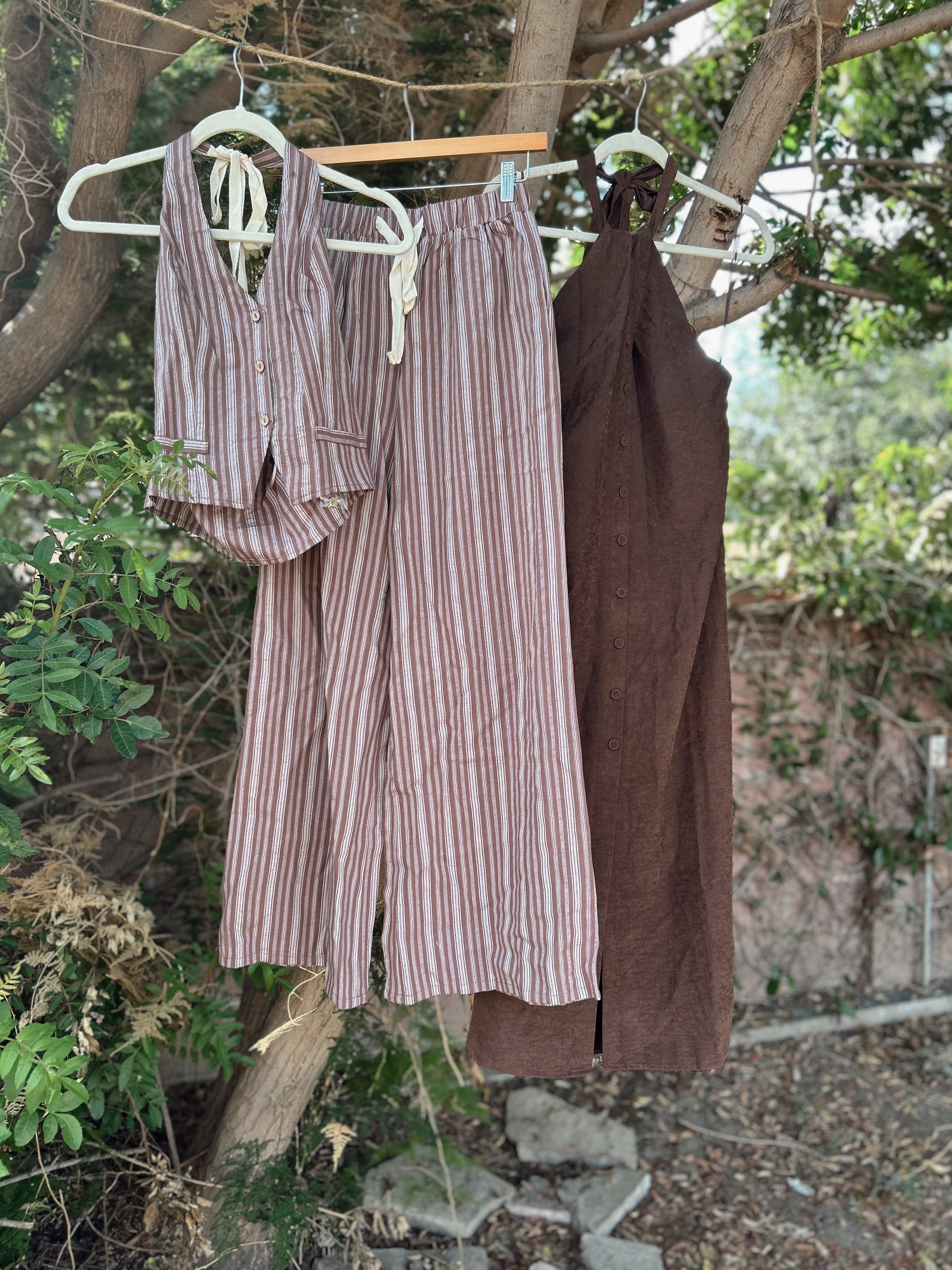 Mocha stripe 2 piece set