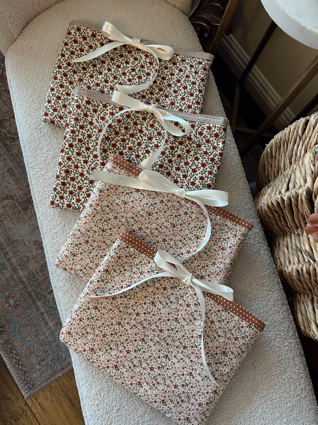 Book Sleeve in Fall Floral/ Polka dot