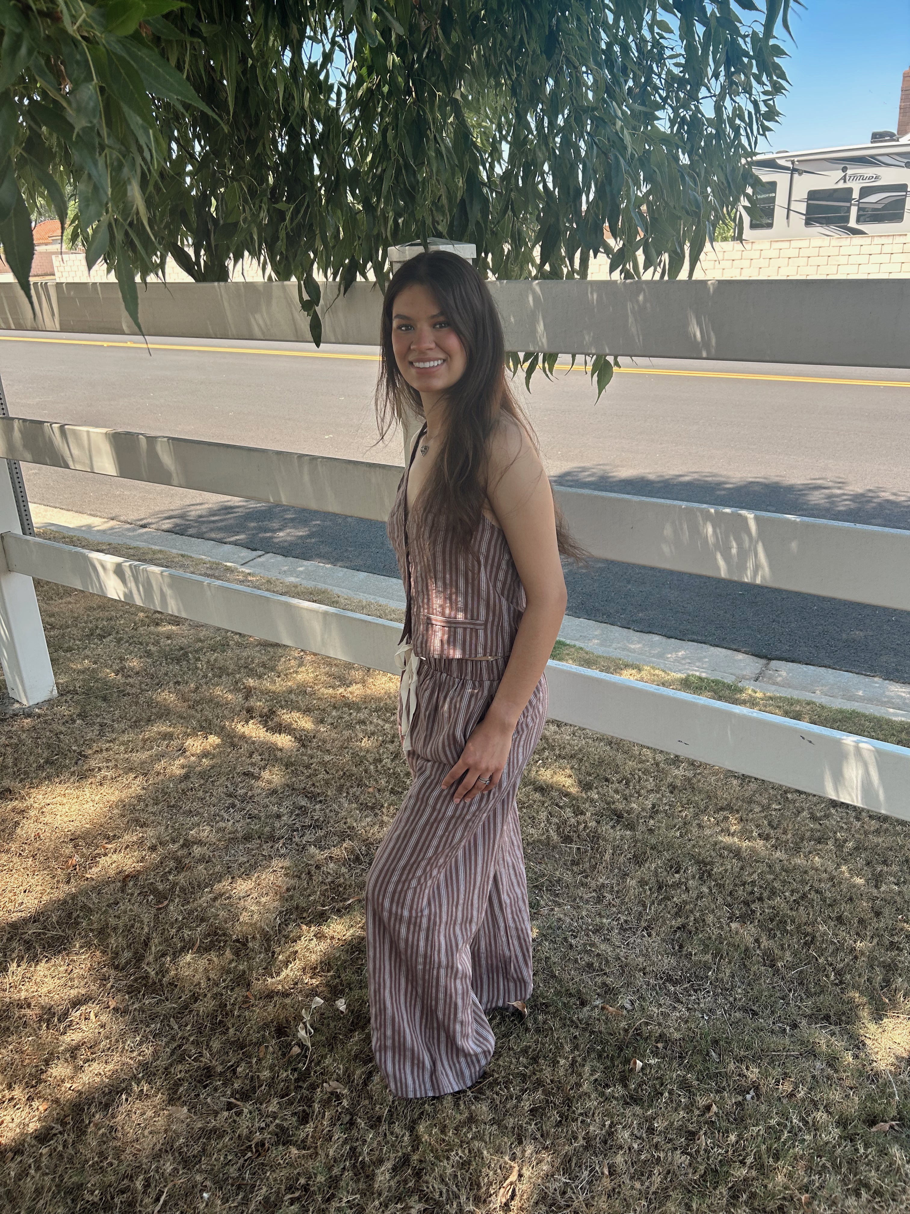 Mocha stripe 2 piece set