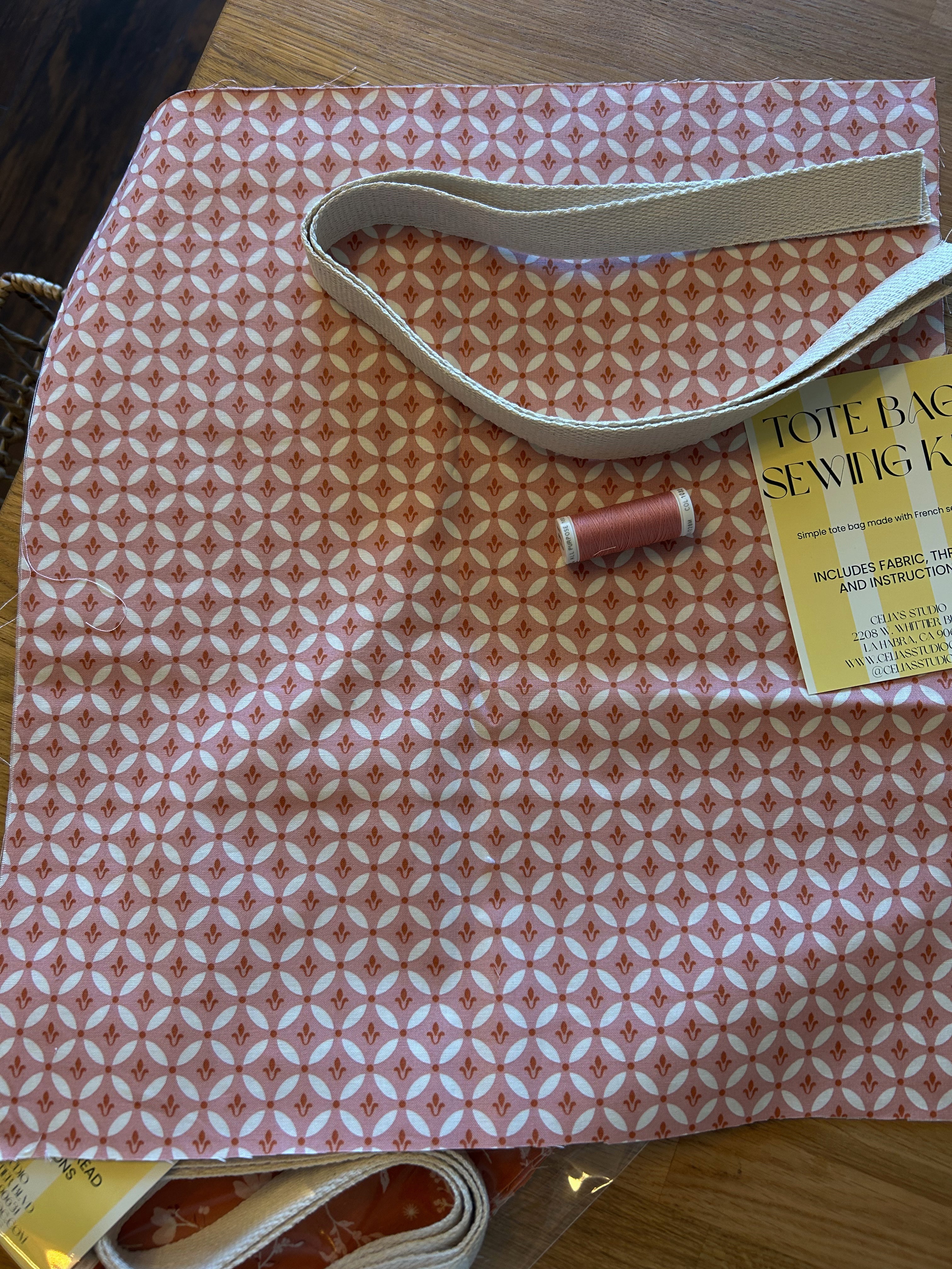 Tote Bag sewing kit- Riley Blake rose pink