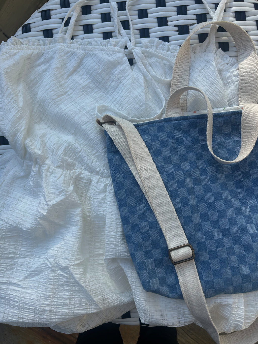 Denim checkered Bible/Book Bag