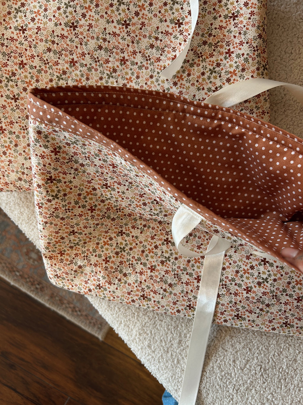 Book Sleeve in Fall Floral/ Polka dot