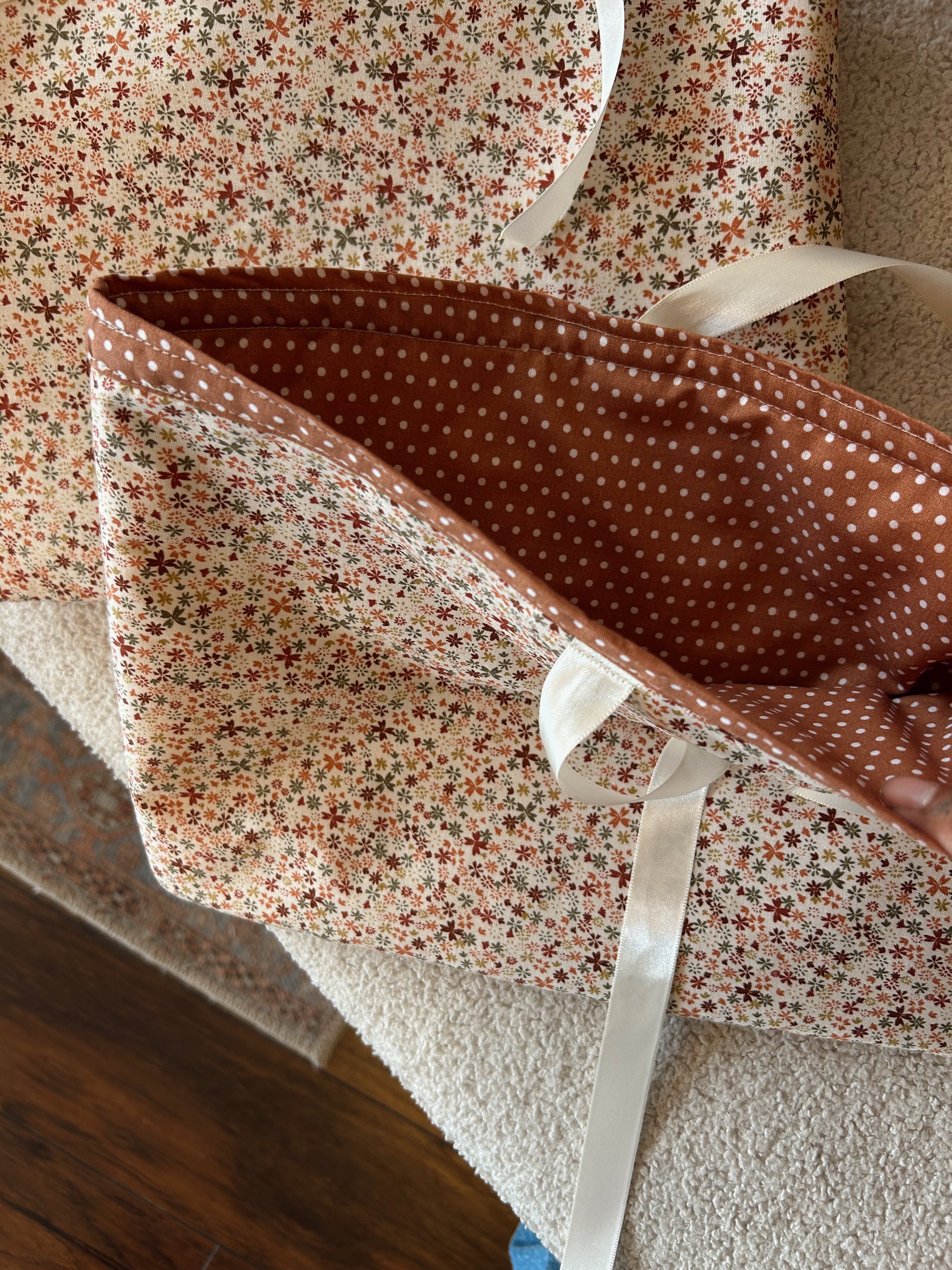 Book Sleeve in Fall Floral/ Polka dot