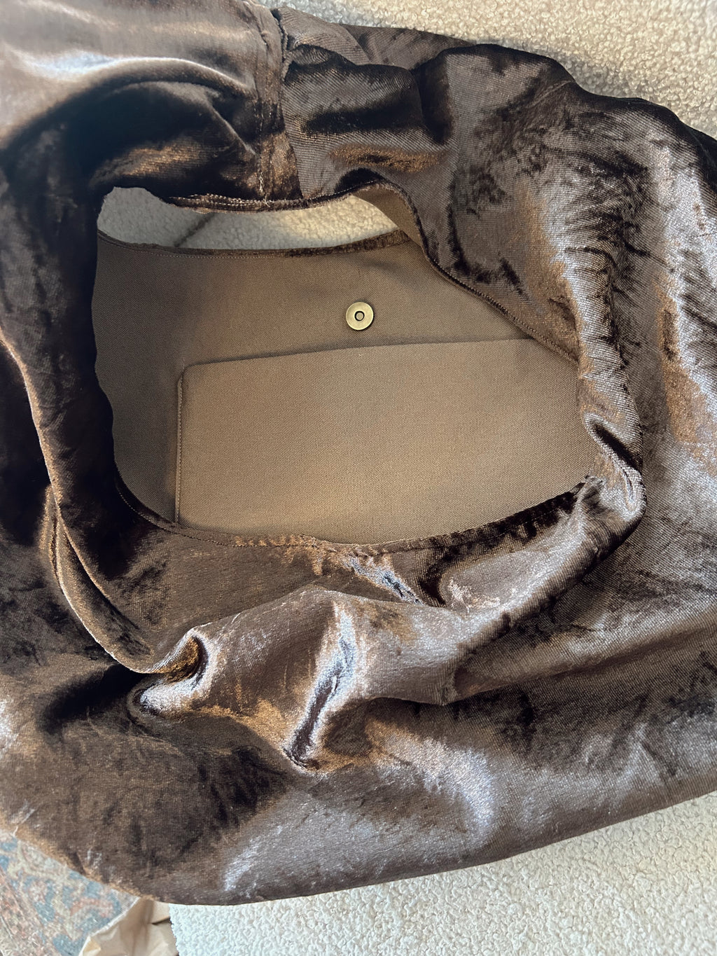 Brown Velvet hobo purse large