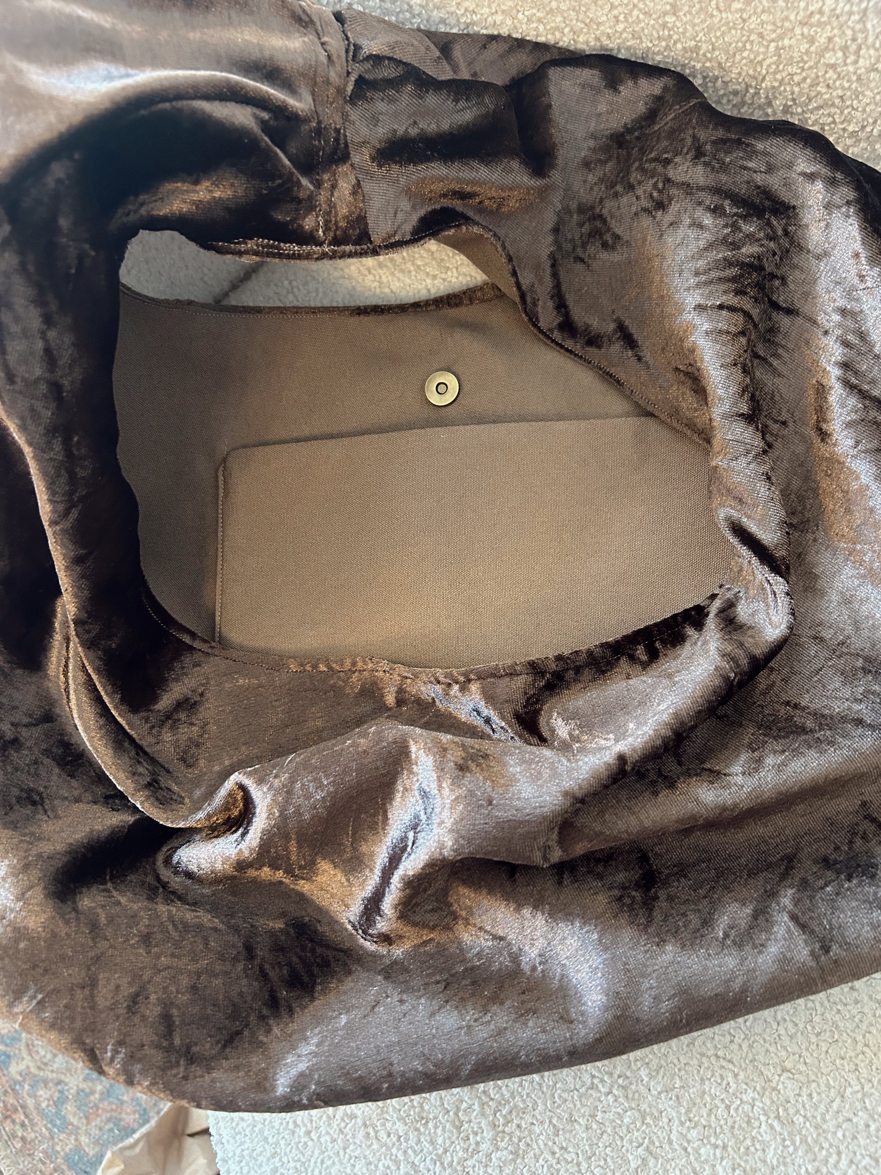 Brown Velvet hobo purse large