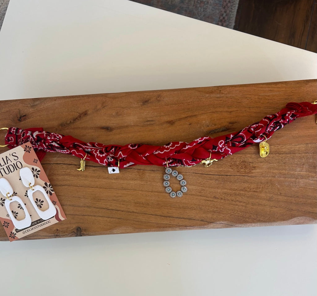 Red Bandana charm necklace