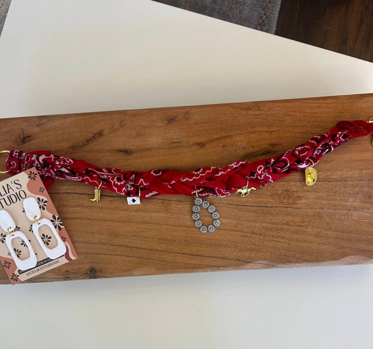 Red Bandana charm necklace
