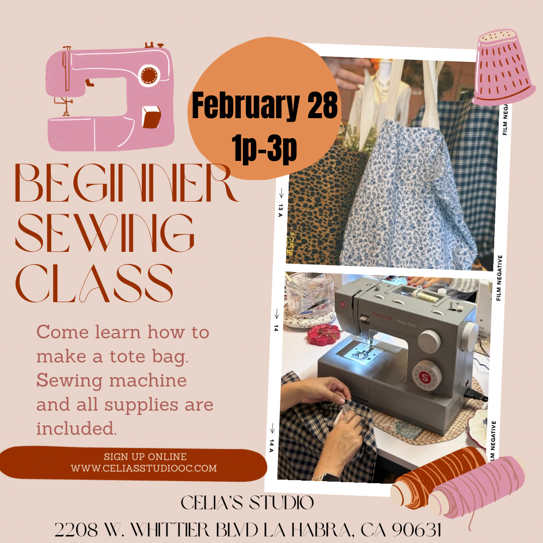Sew a tote bag class Saturday February 28, 2026 1p-3p