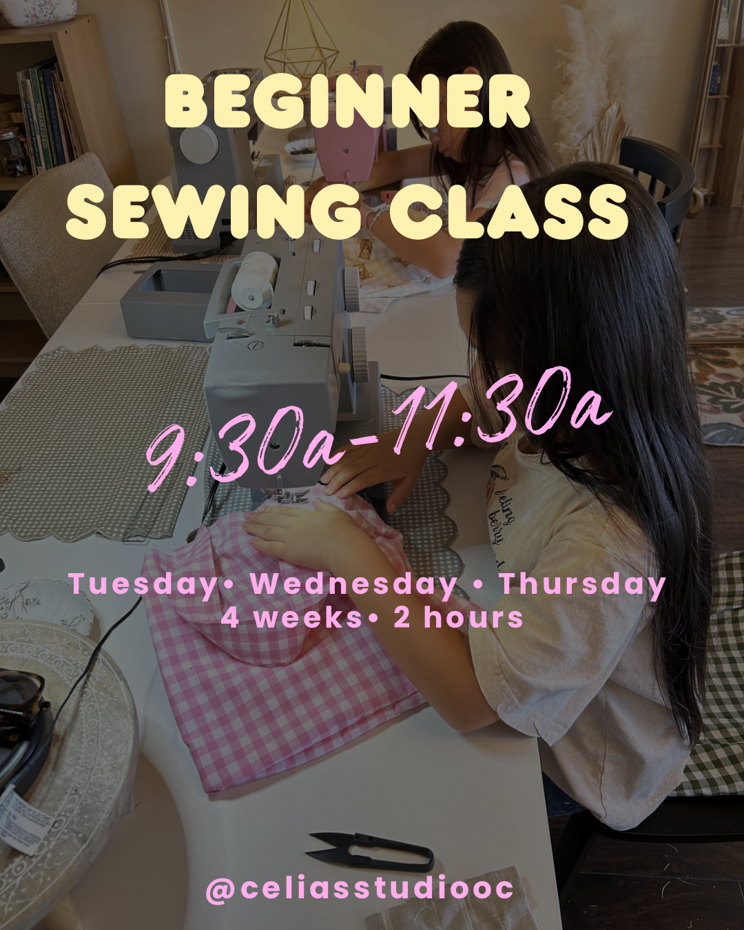 Sewing Course 4 week session 9:30a-11:30a Ages 9-17