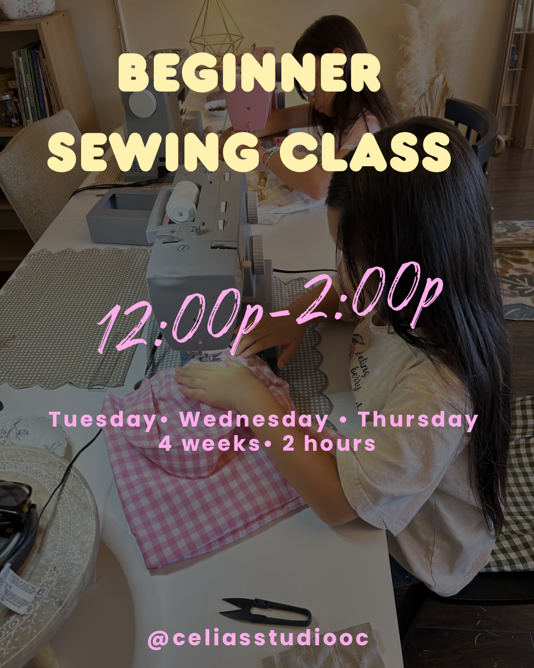Sewing Course 4 week session 12:00p-2:00p Ages 9-17