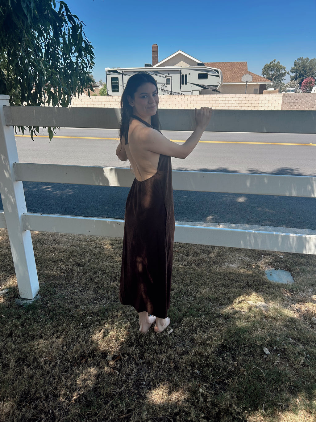 Knot brown dress