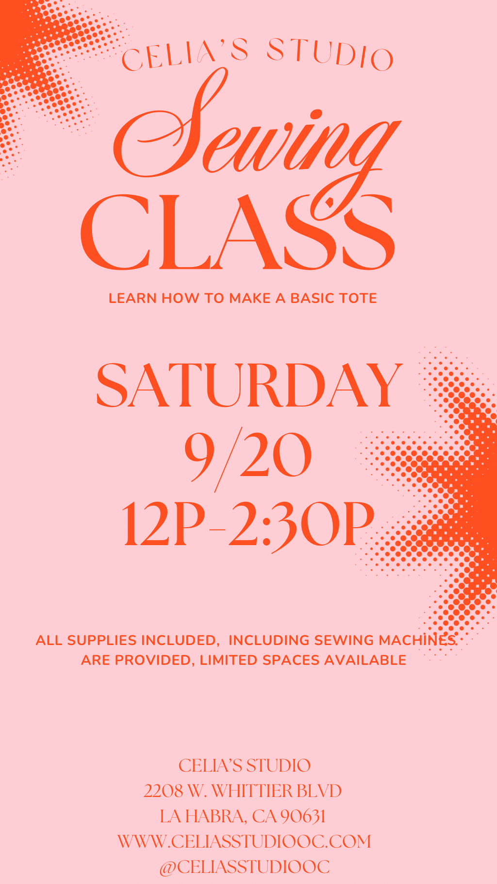 Sew a Basic tote Saturday 9/20 12p-2:30p